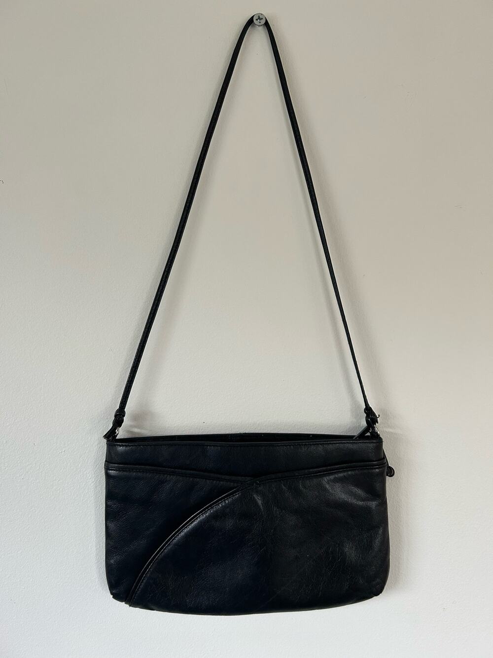 Unbranded womens purse black shoulder strap leather zipper